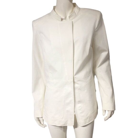 Womens Lafayette 148 New York Ivory Stretch Cotton Jacket Size 12